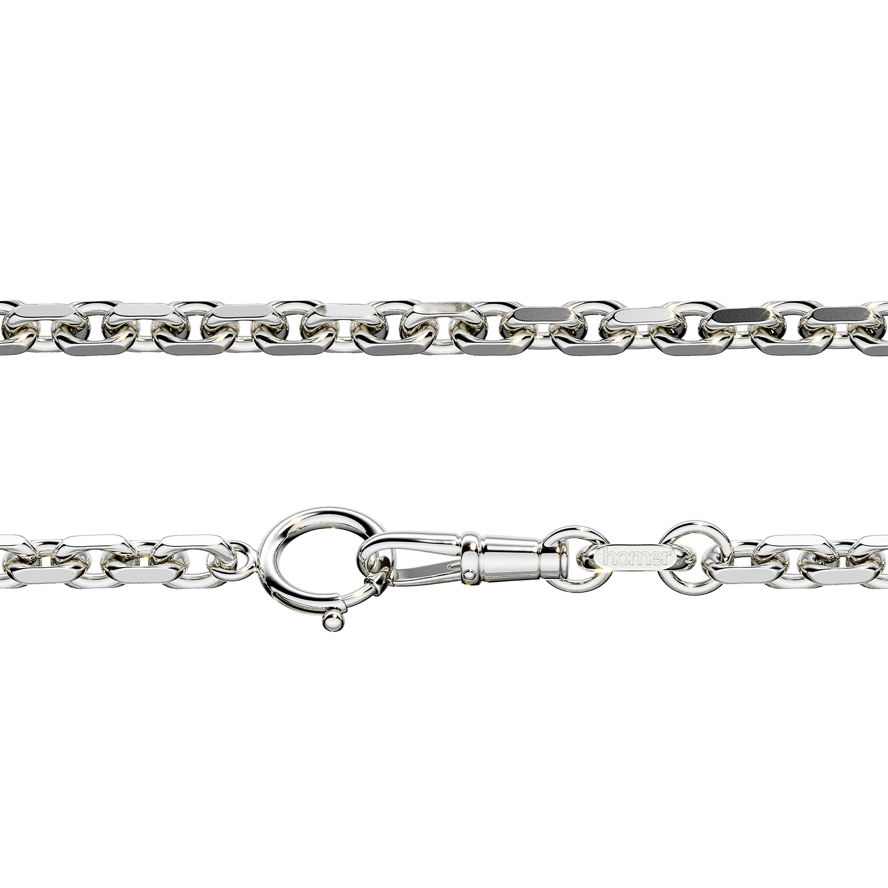 A detail of Diamond Cut Trace Chain XL in Silver
